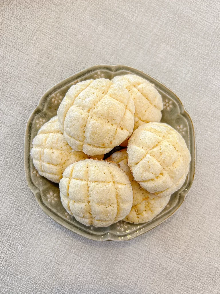 melon pan cookies on a plate
