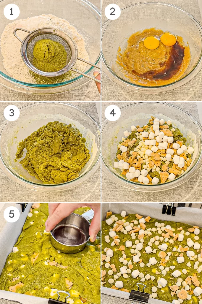 how to make matcha smores cookie bars