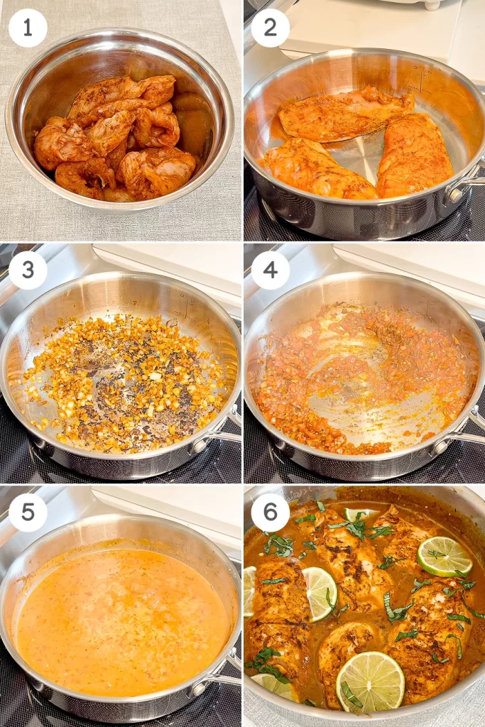 one pan spicy thai lime chicken steps